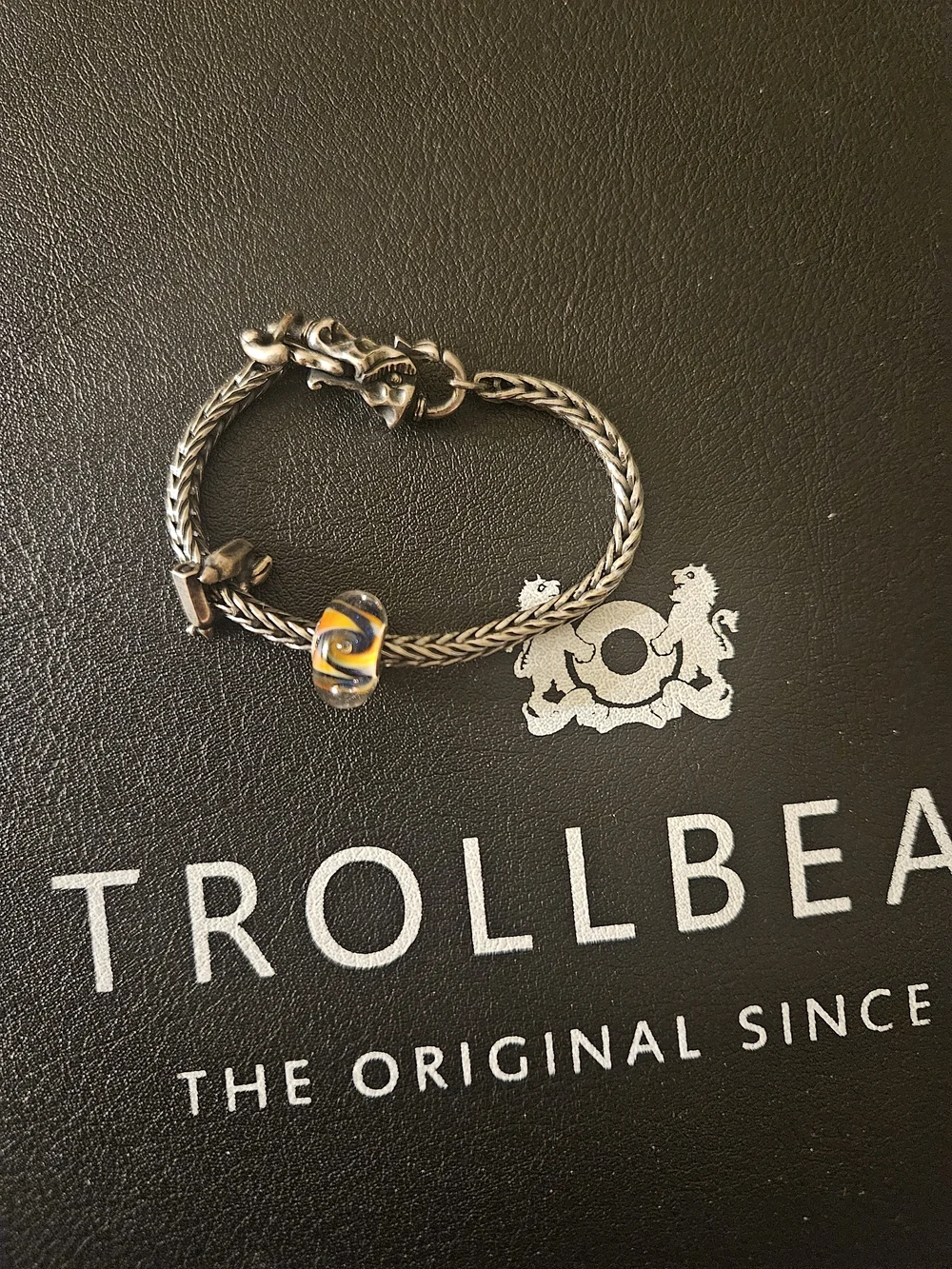 Trollbeads Silver Braided Bracelet with paint themed lock Kids' size 5.5